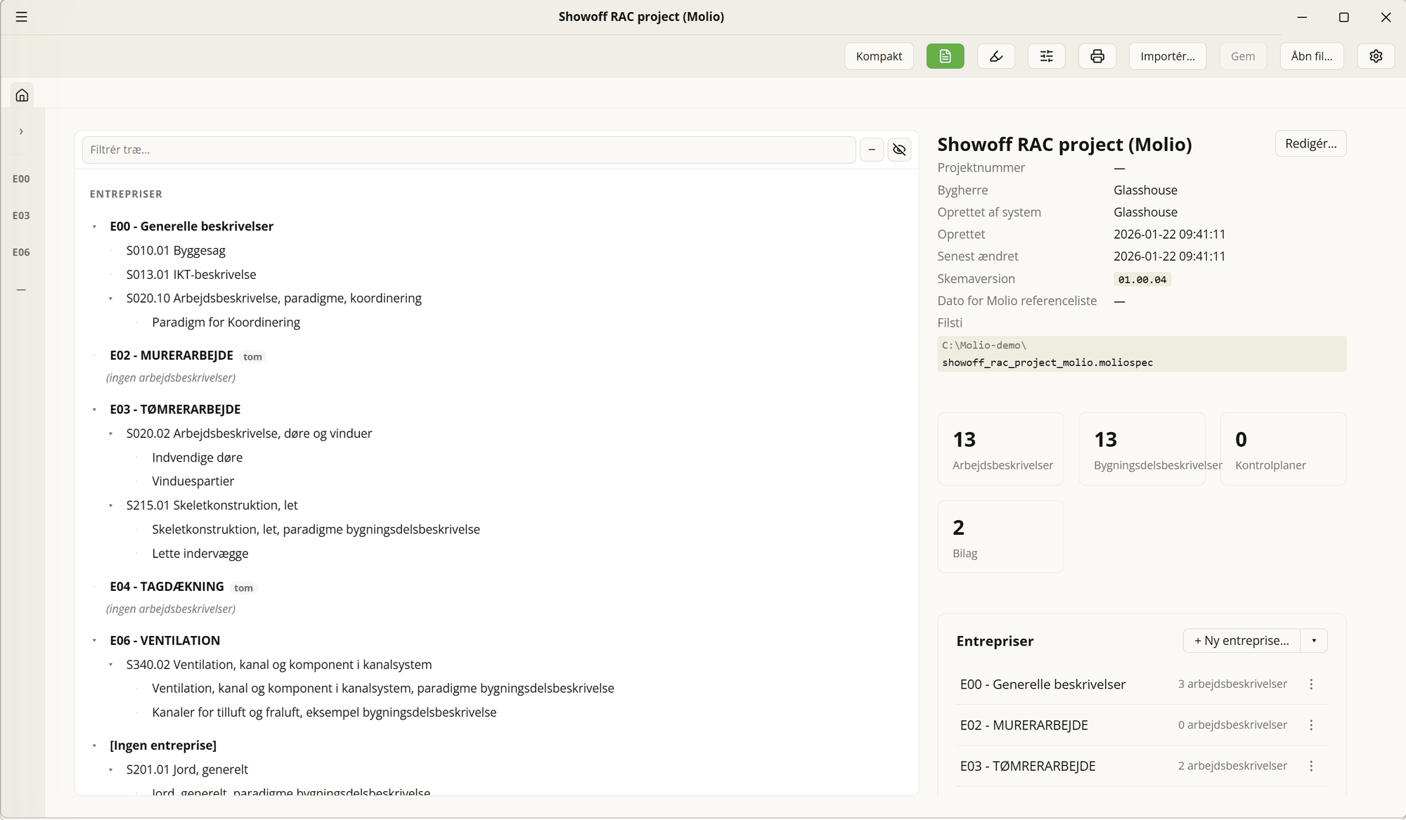 Editoren med et projekt åbnet