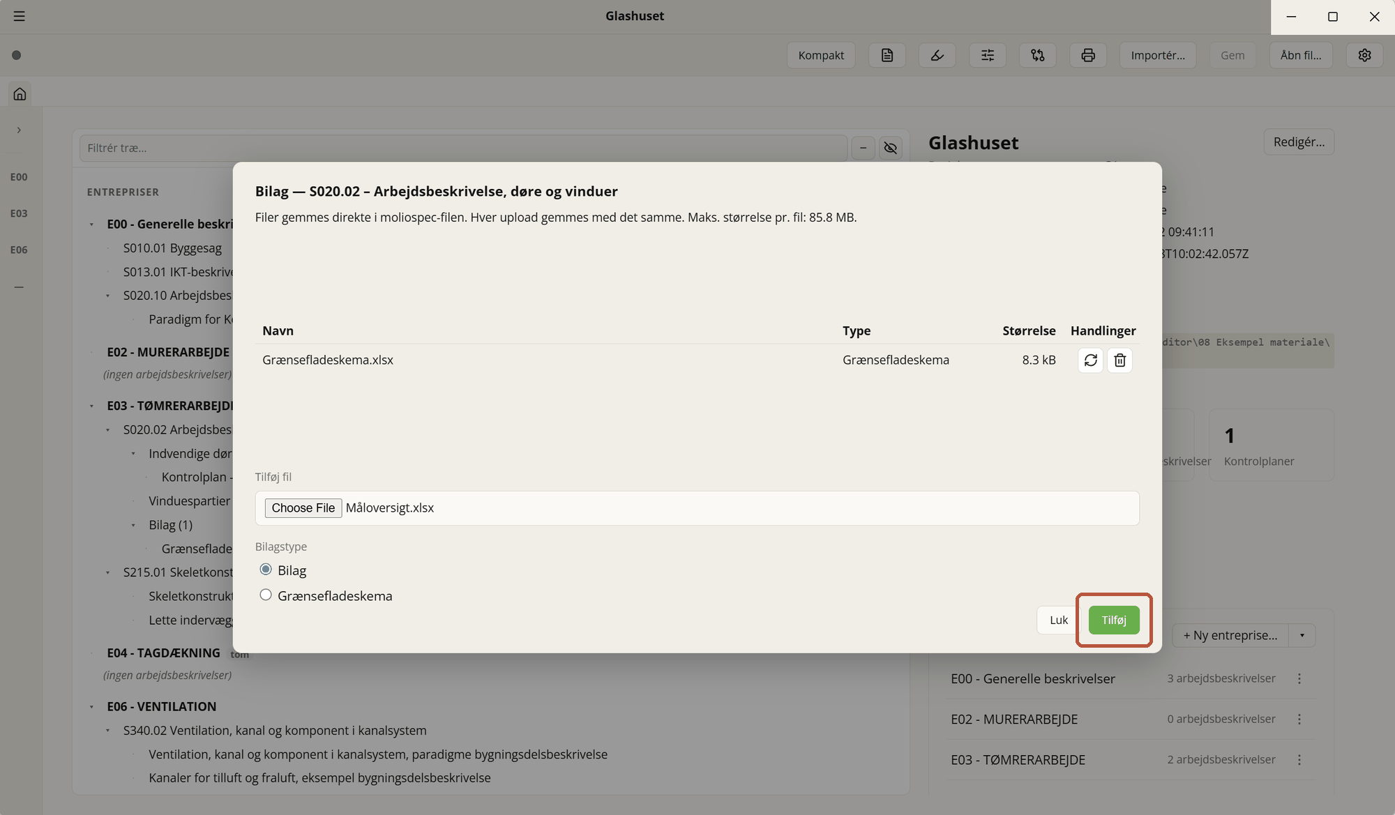Bilag på en arbejdsbeskrivelse